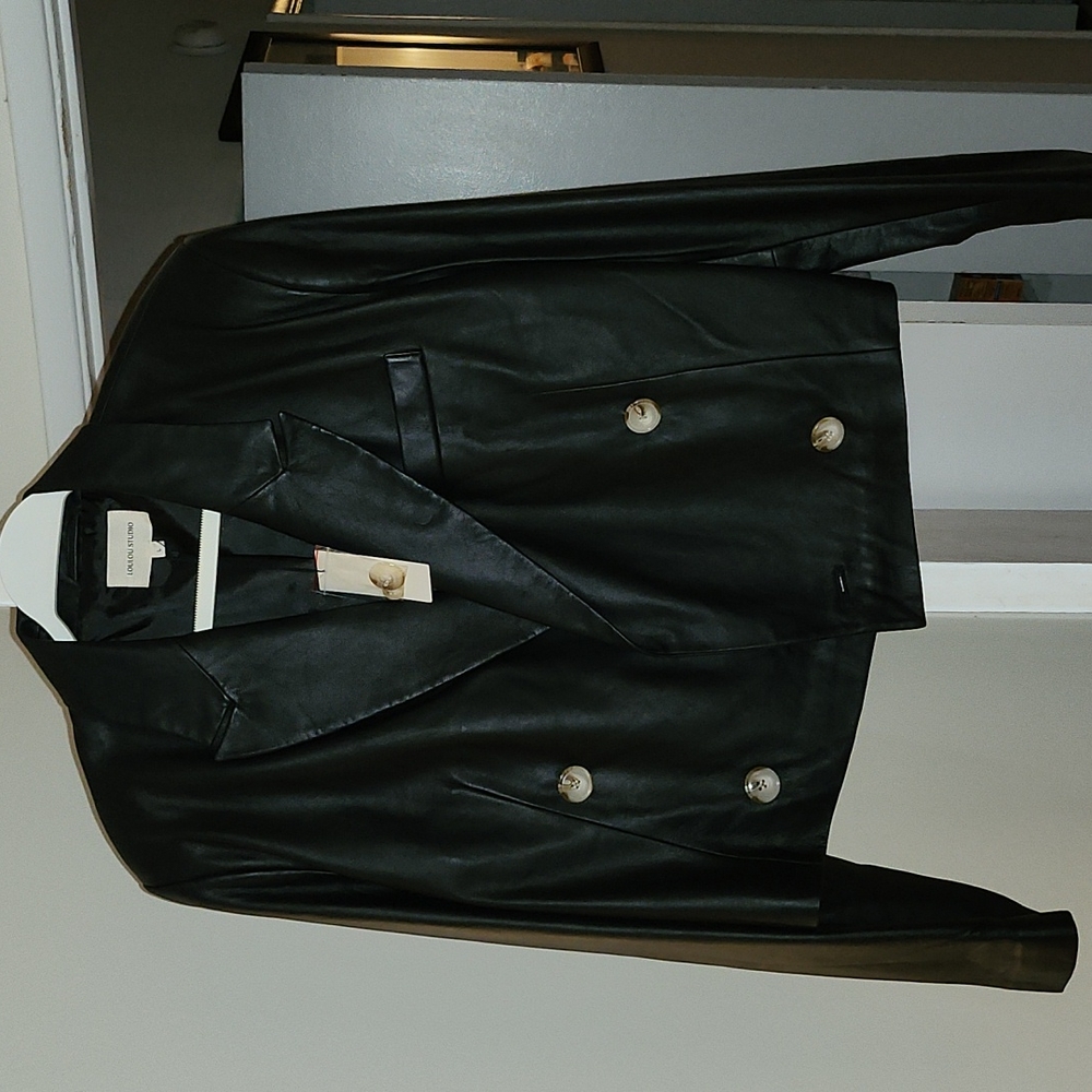 NWT LouLou Studio Lambskin Cropped Blazer size L in Black